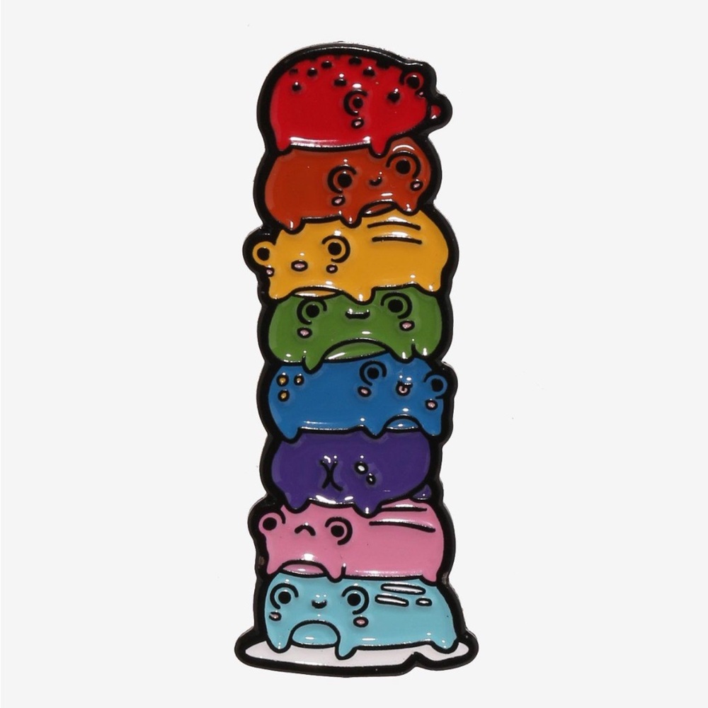 Rainbow Frog Stack Enamel Pin Hot Topic